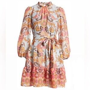 Julia Jordan Metallic Paisley Long Sleeve Dress Size 6